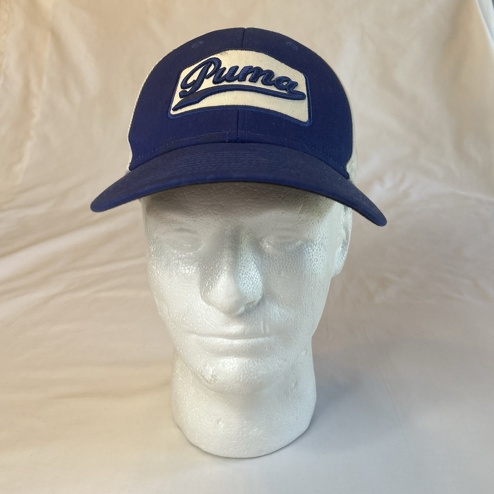 Puma Vintage Mens Hat Blue & White Strapback‎ Adjustable One Size Fits All